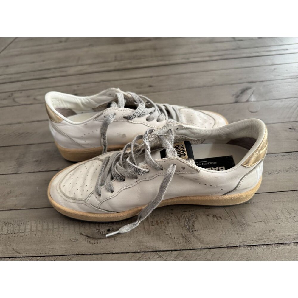 GOLDEN GOOSE Ball Star Sneakers Gold Star White Leather Size 38 8 - Picture 8 of 10